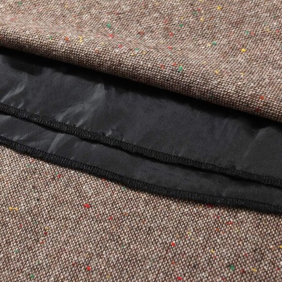 Womens Long Coffee Elastic Waist A-Line Pleated Tartan Long Plaid Wool Skirts - Picture 5 of 6